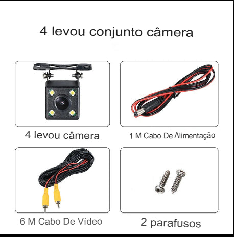 Câmera de Ré HD com Visão Noturna e Ângulo Amplo