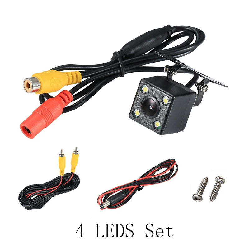 Wide Angle HD Car Rearview Camera, Veículo Backup Câmera reversa, Vídeo de visão traseira, 12 LED Night Vision, Câmera de estacionamento