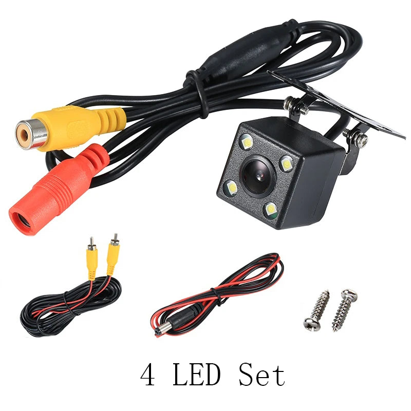 Wide Angle HD Car Rearview Camera, Veículo Backup Câmera reversa, Vídeo de visão traseira, 12 LED Night Vision, Câmera de estacionamento