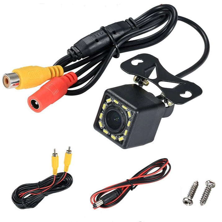 Wide Angle HD Car Rearview Camera, Veículo Backup Câmera reversa, Vídeo de visão traseira, 12 LED Night Vision, Câmera de estacionamento