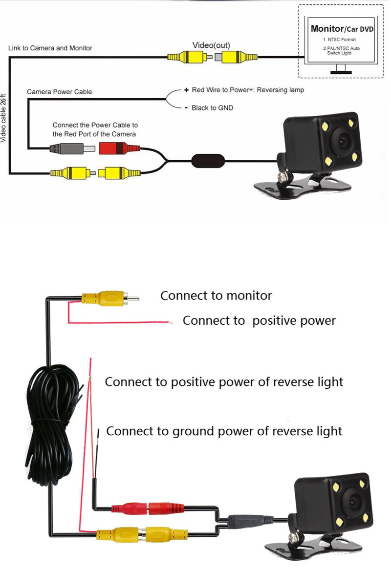 Wide Angle HD Car Rearview Camera, Veículo Backup Câmera reversa, Vídeo de visão traseira, 12 LED Night Vision, Câmera de estacionamento