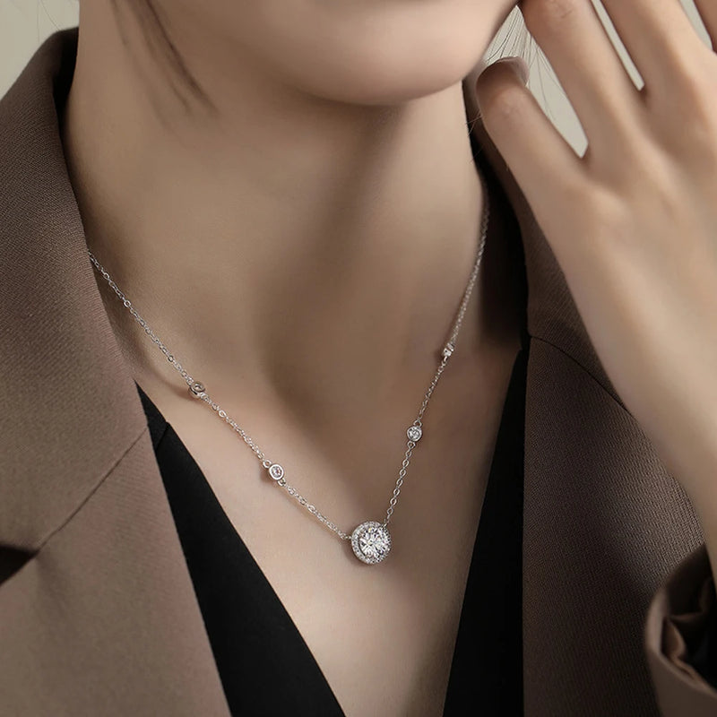 Colar Moissanite 1CT em Prata Esterlina S925
