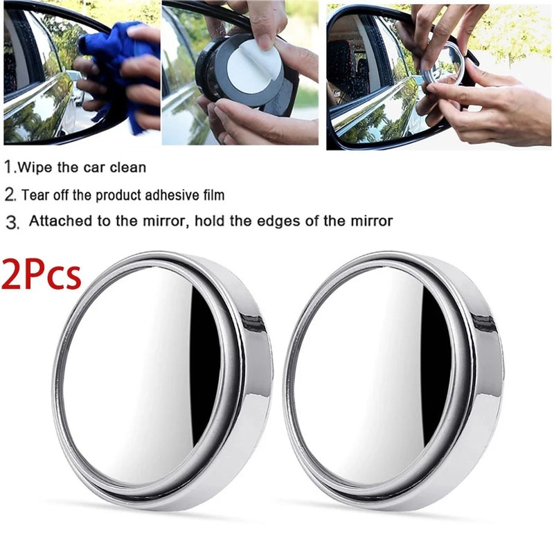 Espelho ajustável de ponto cego para carro, espelho convexo retrovisor auxiliar, espelhos redondos de grande angular para carro reverso, 360 graus, 2pcs