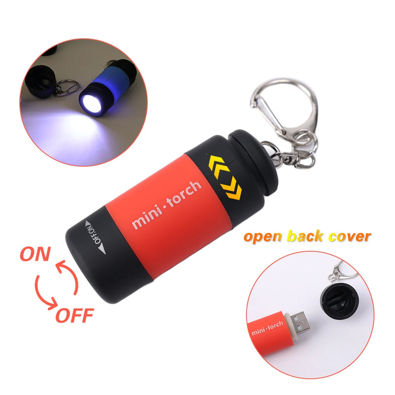 Led micro lanterna de bolso portátil usb recarregável chaveiro lanterna à prova dwaterproof água casa ao ar livre caminhadas acampamento lanterna