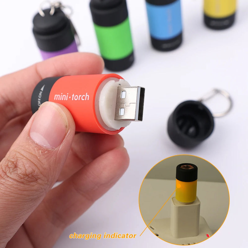 Led micro lanterna de bolso portátil usb recarregável chaveiro lanterna à prova dwaterproof água casa ao ar livre caminhadas acampamento lanterna