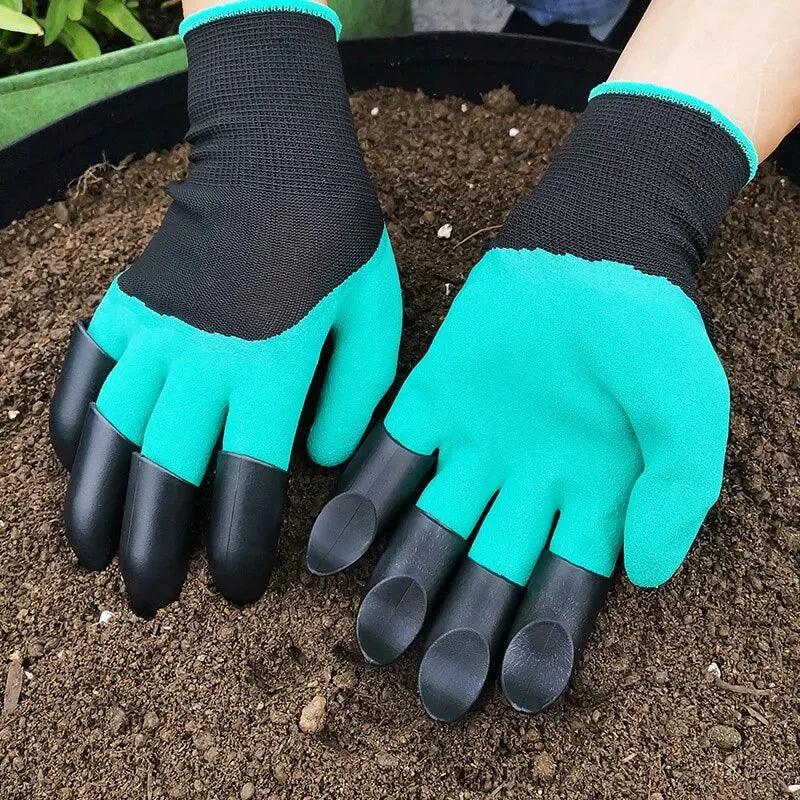 Luva com garras para jardinagem