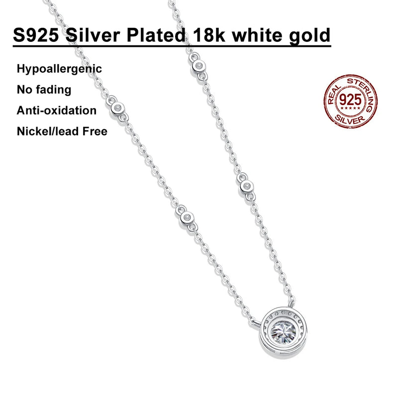 Colar Moissanite 1CT em Prata Esterlina S925