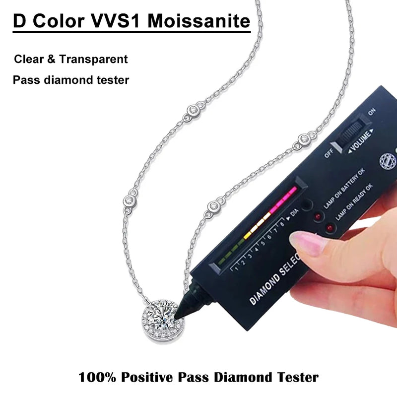 Colar Moissanite 1CT em Prata Esterlina S925