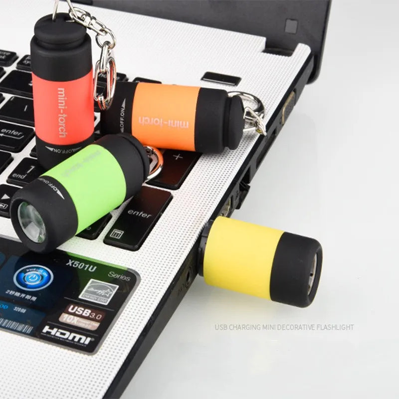 Led micro lanterna de bolso portátil usb recarregável chaveiro lanterna à prova dwaterproof água casa ao ar livre caminhadas acampamento lanterna