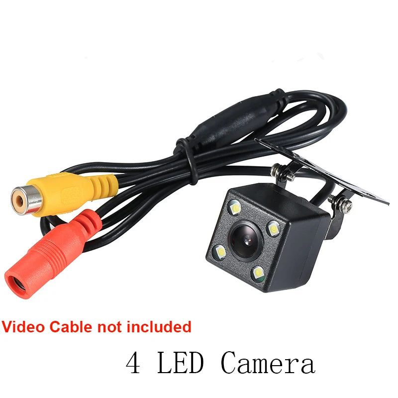 Wide Angle HD Car Rearview Camera, Veículo Backup Câmera reversa, Vídeo de visão traseira, 12 LED Night Vision, Câmera de estacionamento