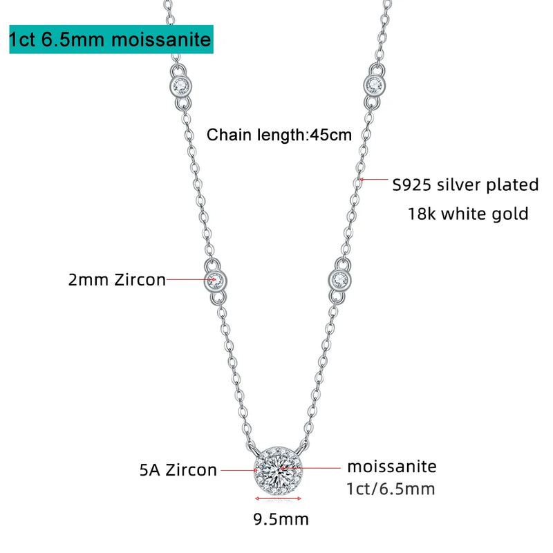 Colar Moissanite 1CT em Prata Esterlina S925