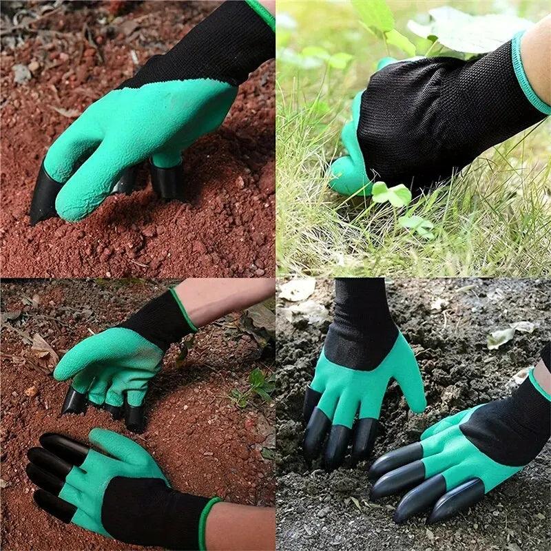 Luva com garras para jardinagem