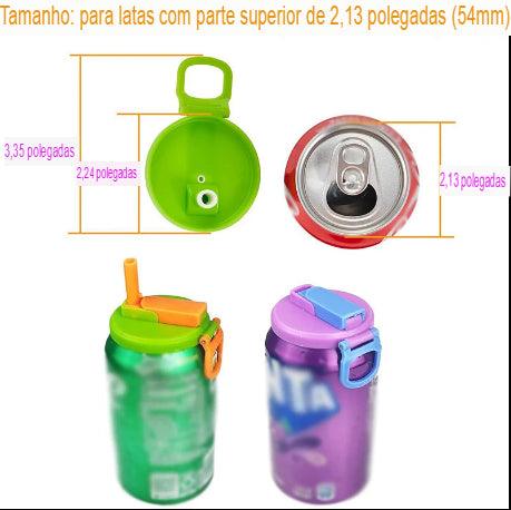 Tampas de Silicone Reutilizáveis para Latas de Refrigerante com Canudos – Solução Prática e Sustentável para Suas Bebidas!