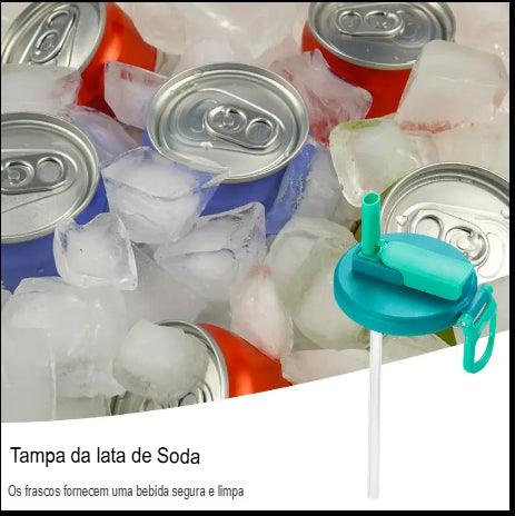 Tampas de Silicone Reutilizáveis para Latas de Refrigerante com Canudos – Solução Prática e Sustentável para Suas Bebidas!