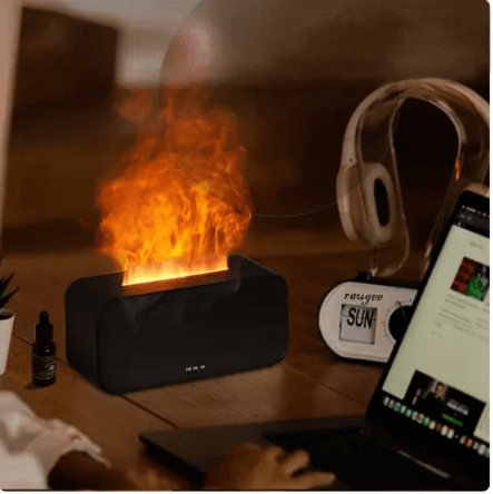 Umidificador com efeito de chama